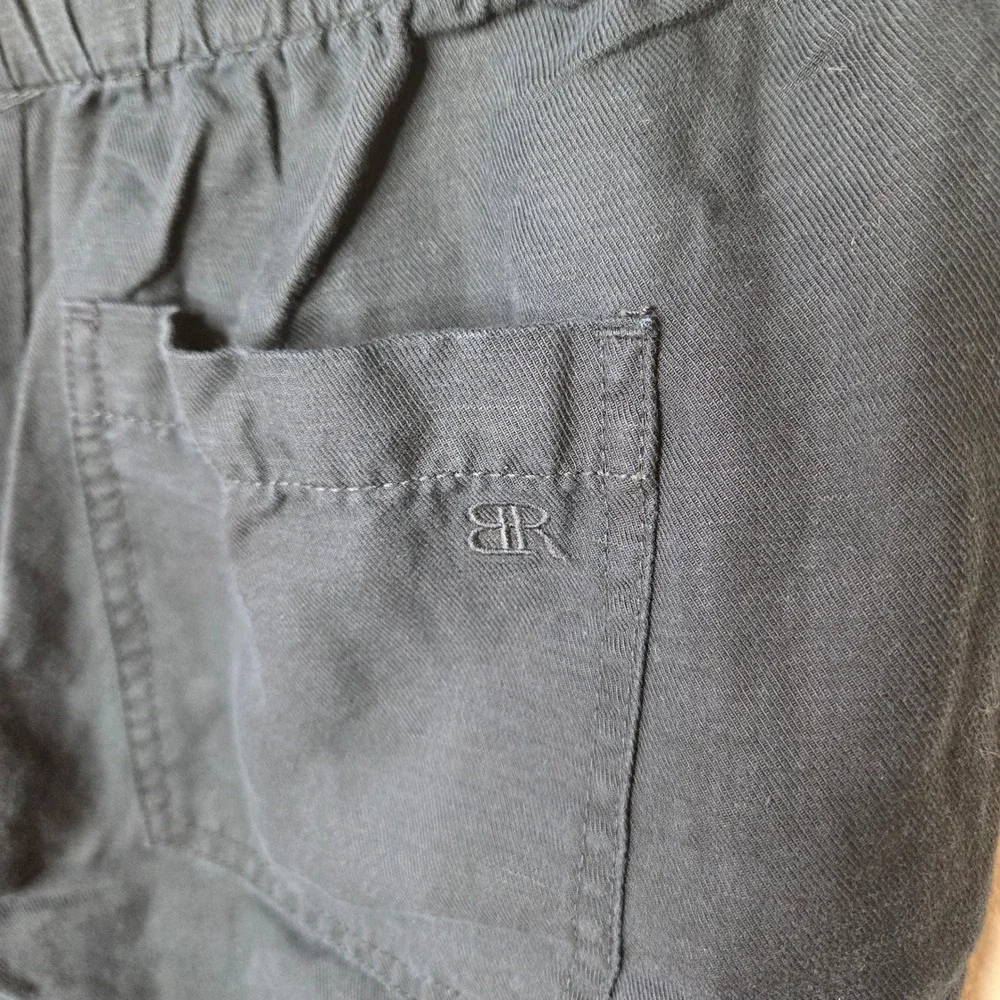 Banana Republic Black Linen Blend Stretch Waist Tapered Pants Womens Medium